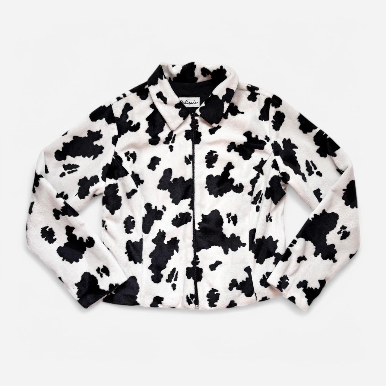 90s Fuzzy Cow Print Jacket (M)