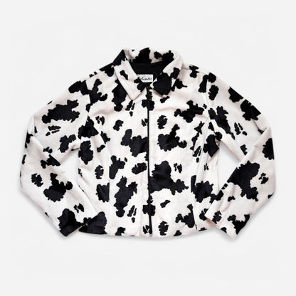 90s Fuzzy Cow Print Jacket (M)