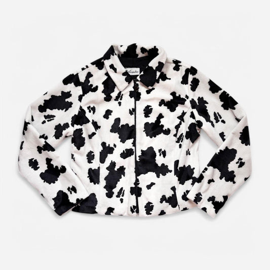90s Fuzzy Cow Print Jacket (M)