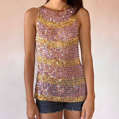 Y2K Crochet Sequin Top (L/XL)