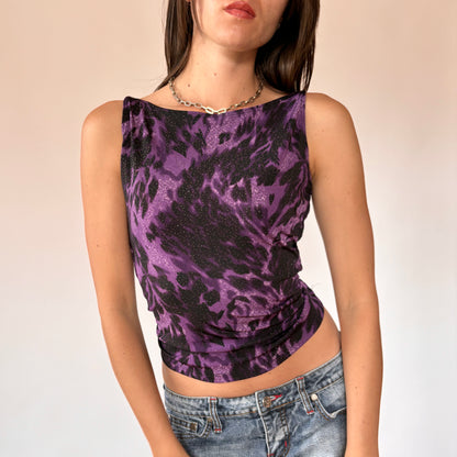 90s Purple Leopard Tank (S/M)