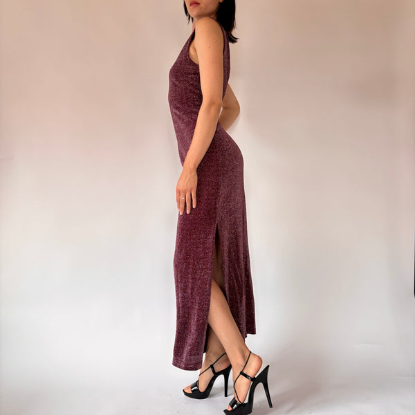 90s Plum Glitter Gown (M)