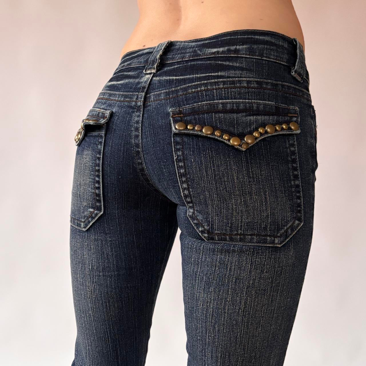 Y2K Low Rise Studded Bootcut Jeans (XXS)