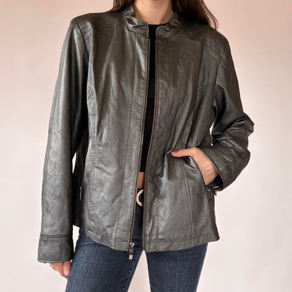 Chrome Genuine Leather Moto Jacket (XL/1X)