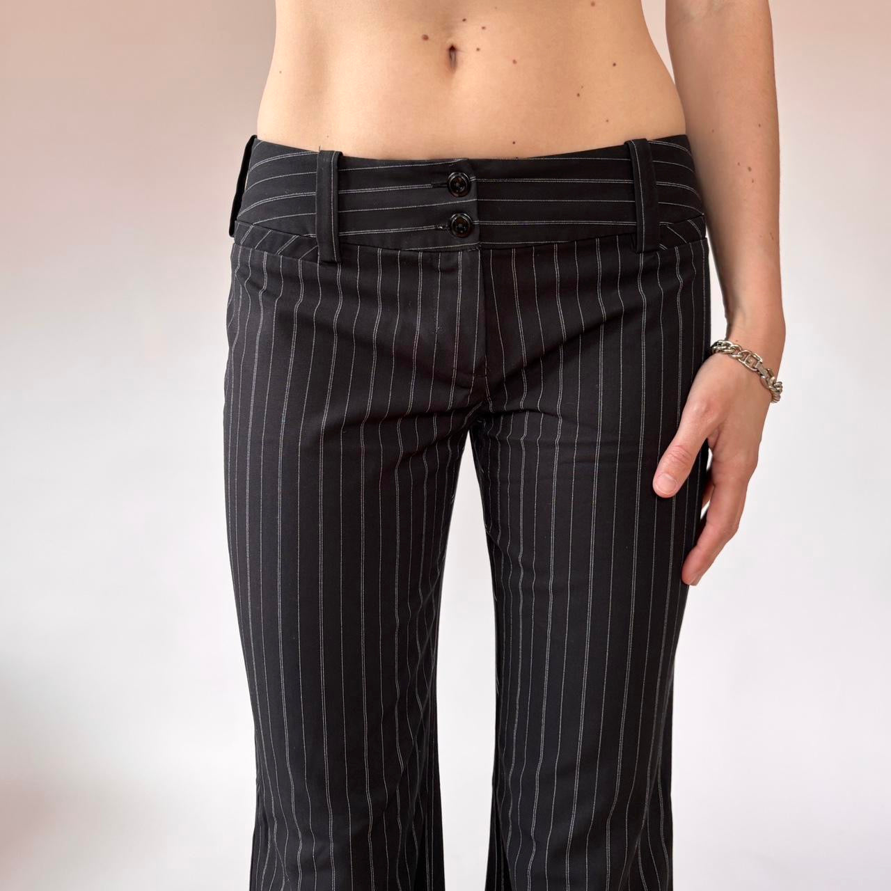 Y2K Low Rise Pinstripe Flares (XS)