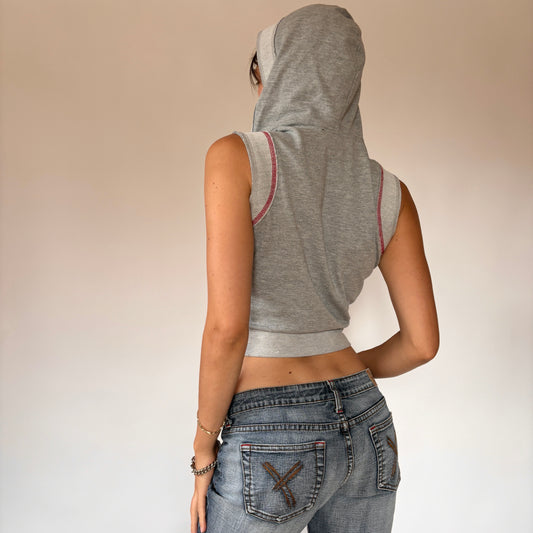 Y2K Sporty Hooded Vest (XS)