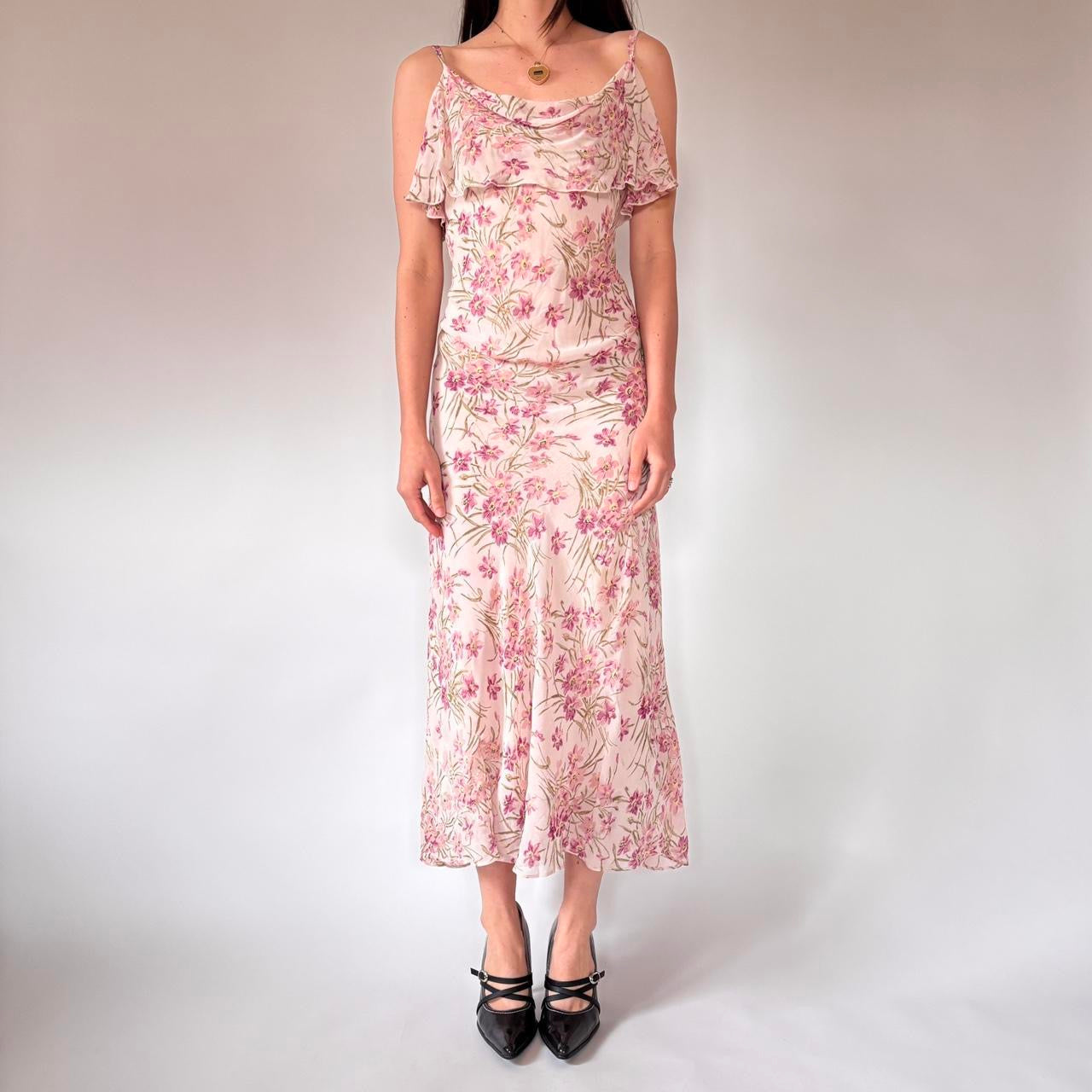 90s Bias Cut Floral Dress (L/XL)