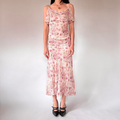 90s Bias Cut Floral Dress (L/XL)