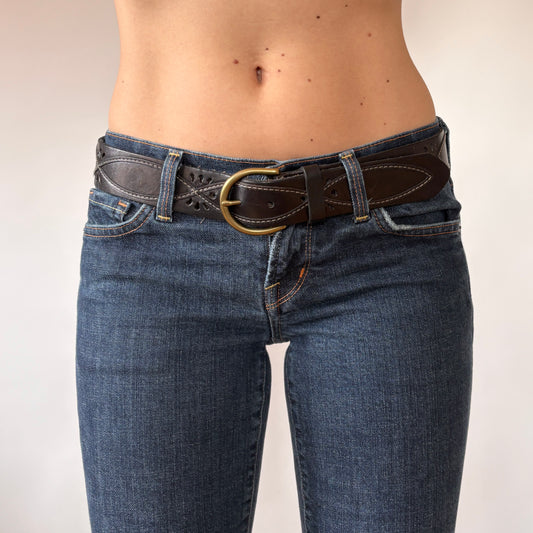 Vintage Black Leather Belt (S/M)