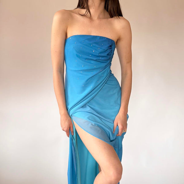 Y2K Ombré Aqua Gown (M)