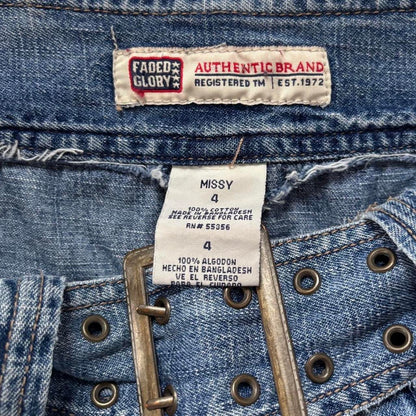 Y2K Belted Denim Micro Mini Skirt (XS)