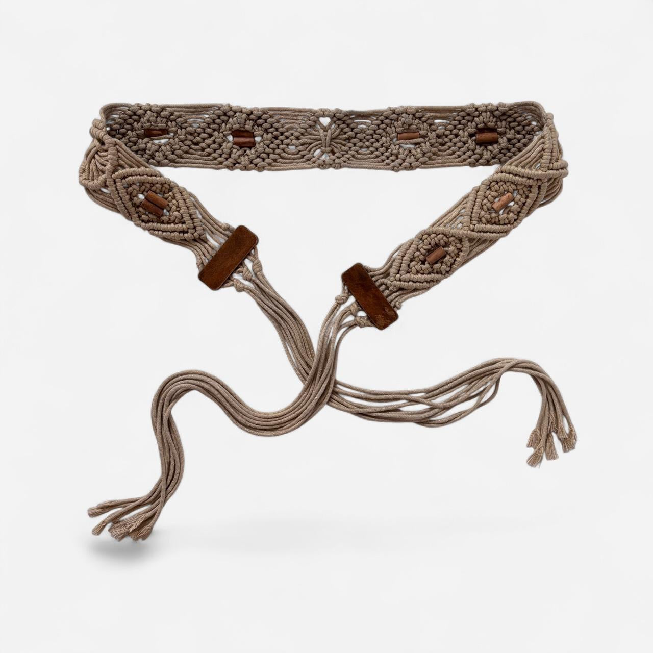 Boho Beaded Macrame Tie Belt