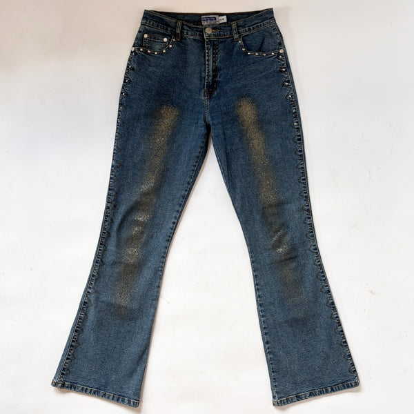 Y2K Glitter Flare Jeans (XS)