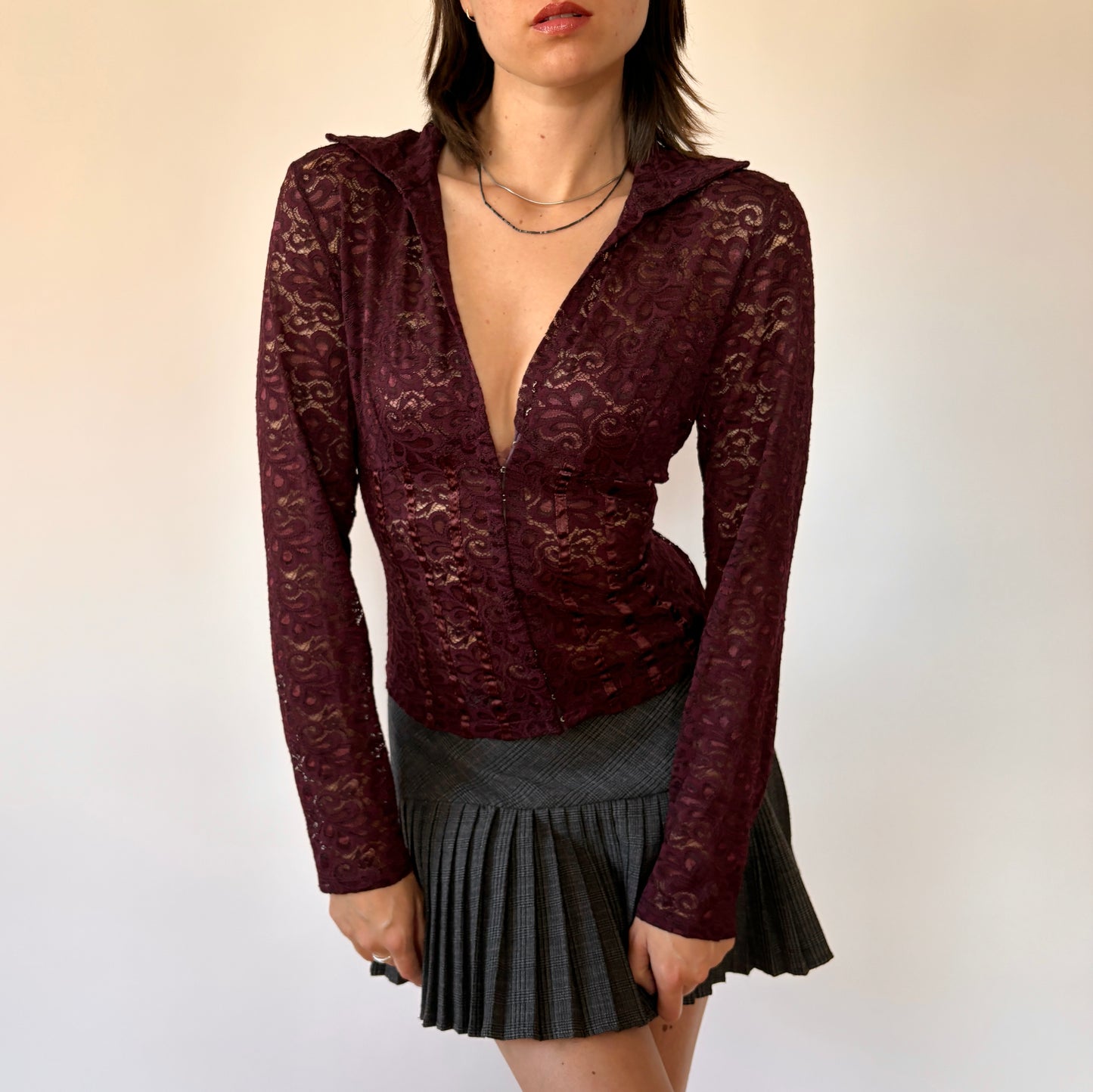 90s Plum Lace Top (M)