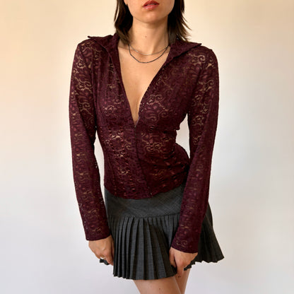 90s Plum Lace Top (M)