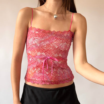 Y2K Pink Lacy Cami Top (XS/S)