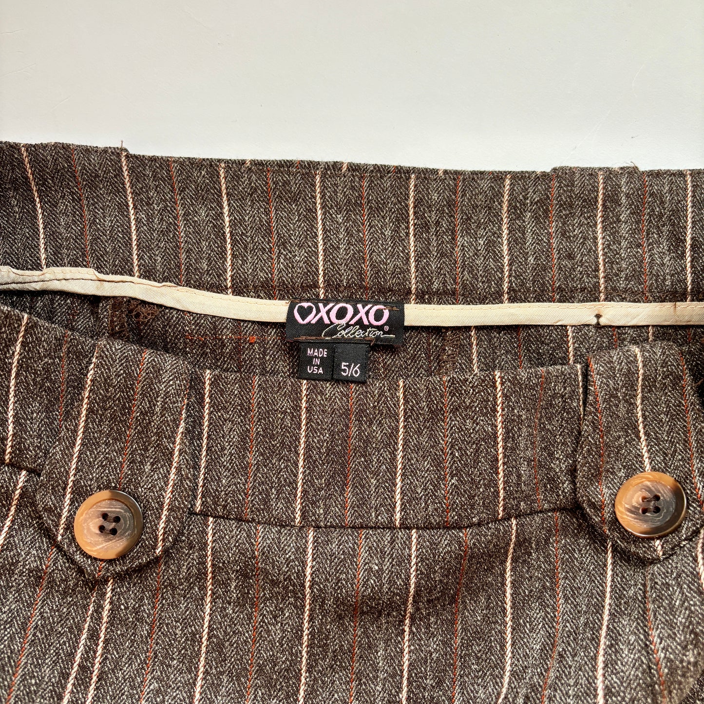 90s Pinstripe & Lace Midi Skirt (S/M)