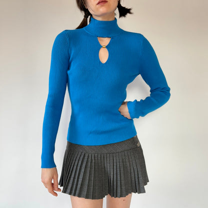 2000s Royal Blue Ribbed Knit (S/M)
