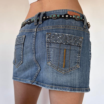 Embellished Stone Leather Belt