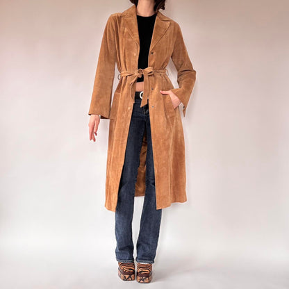 Y2K Suede Leather Trenchcoat (S)