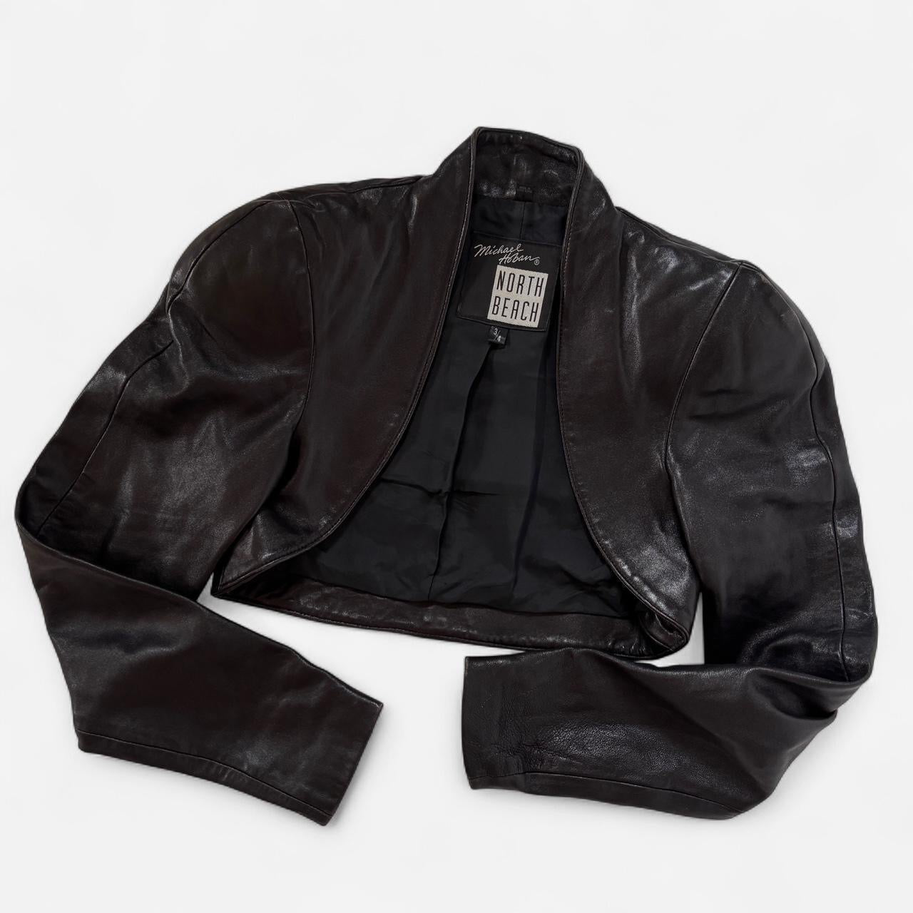 80s Black Leather Bolero Jacket (XS/S)