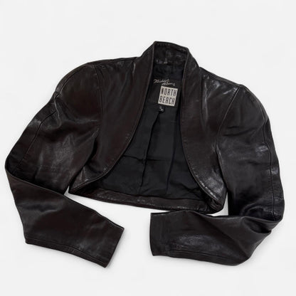 80s Black Leather Bolero Jacket (XS/S)