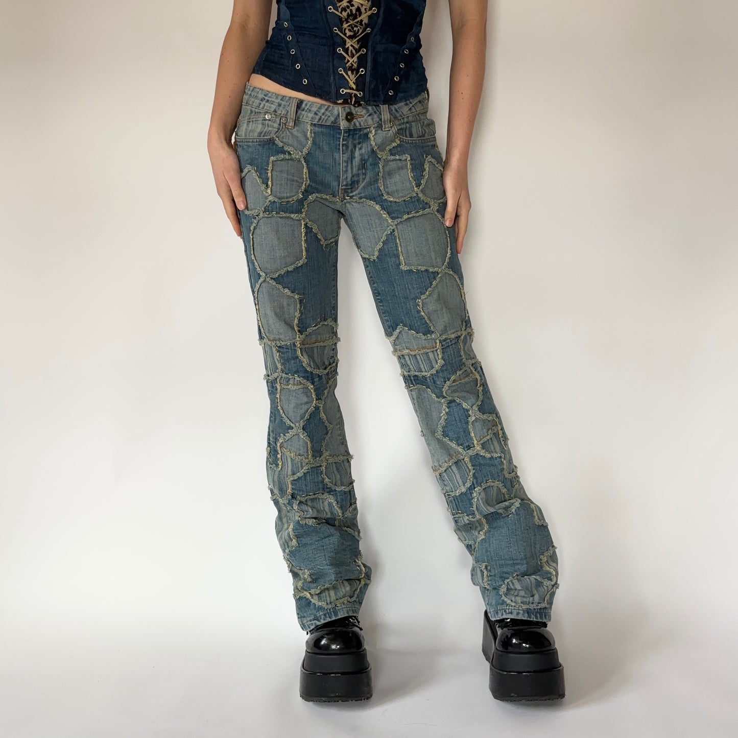 2000s Patchwork Jeans (S/M)