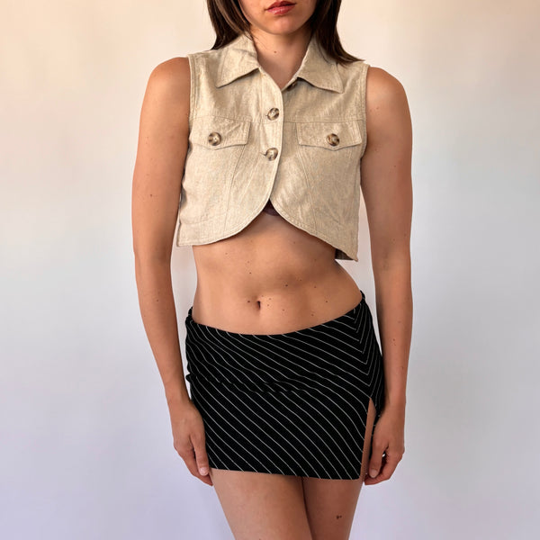 90s Linen Cropped Vest (XS)