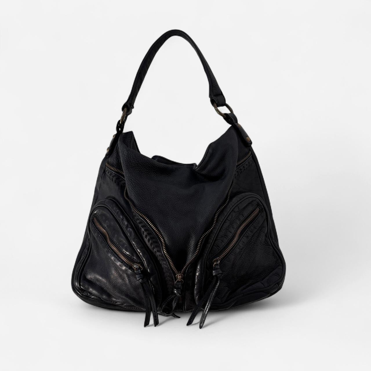 2000s Black Slouchy Leather Bag