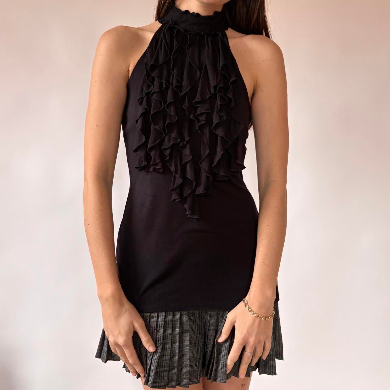 Y2K Ruffly Halter Top (M)