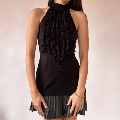 Y2K Ruffly Halter Top (M)