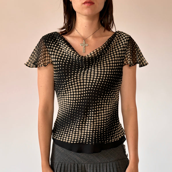 Pure Silk Polka Dot Blouse (M)