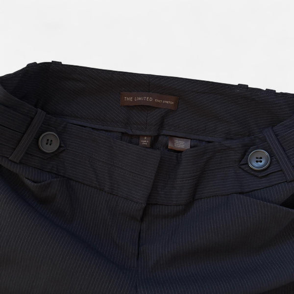 Y2K Low Rise Navy Pinstripe Trousers (XXS/XS)