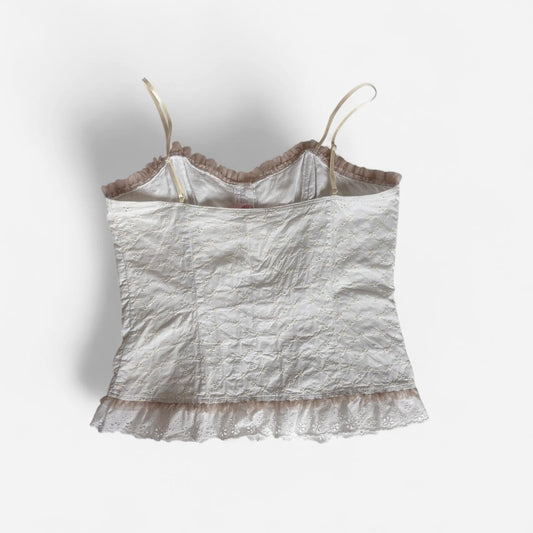 Y2K Cotton Eyelet Corset Top (L/XL)