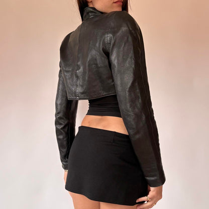 80s Black Leather Bolero Jacket (XS/S)