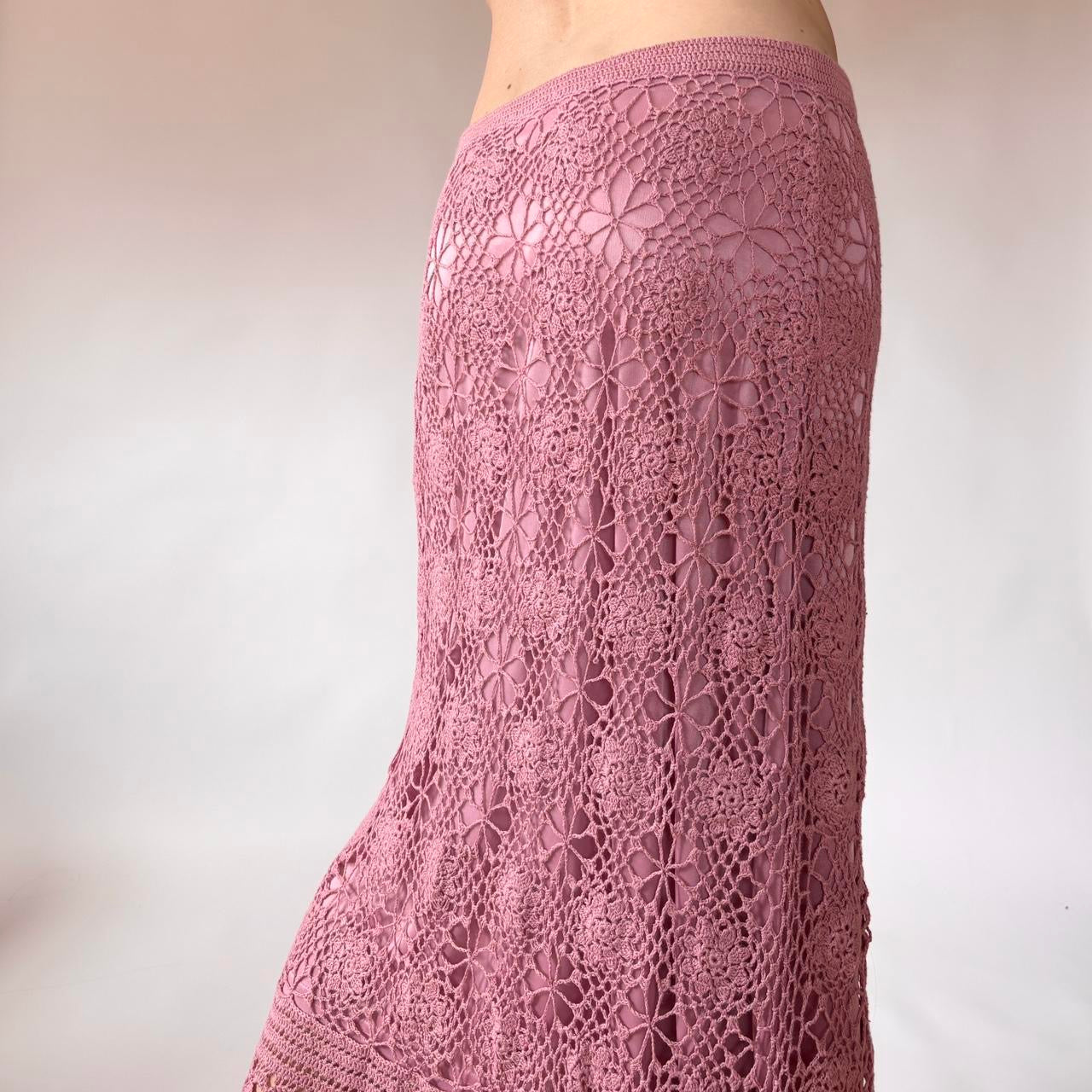 Y2K Deadstock Crochet Midi Skirt (M)