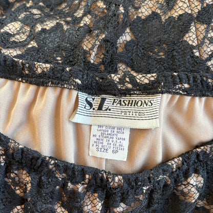 90s Noir Lace Midi Skirt (XS)