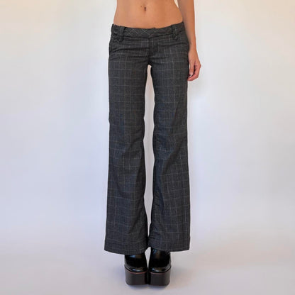 90s Paris Blues Plaid Low Rise Flares (XS)