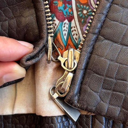 90s Brown Genuine Leather Jacket (M)