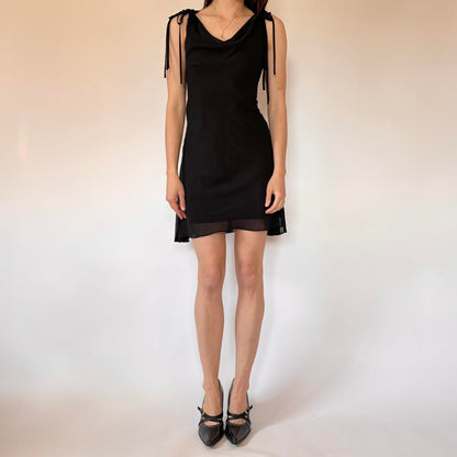 2000s Noir Cowl Neck Dress (XS/S)