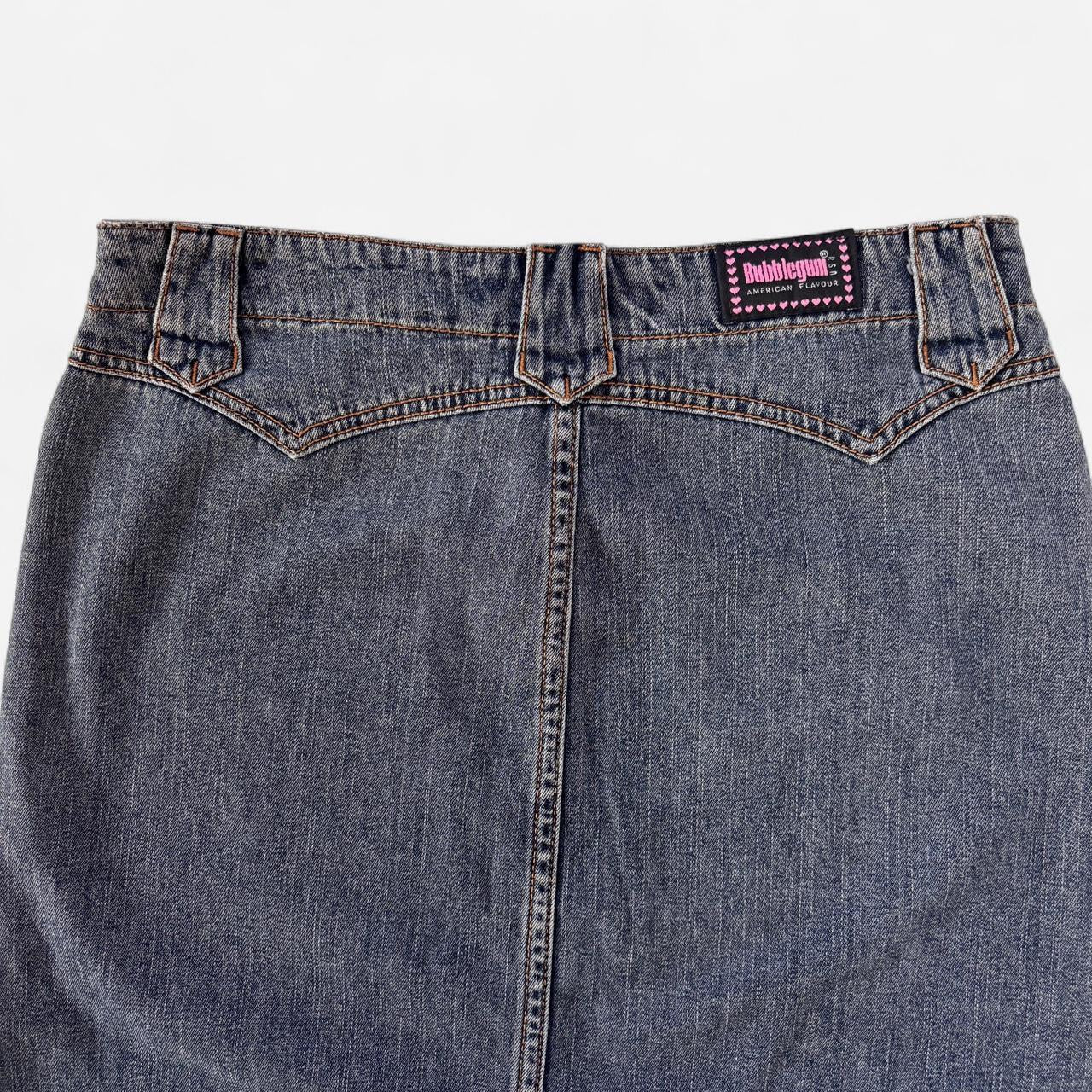 Y2K Bubblegum Denim Midi Skirt (S)