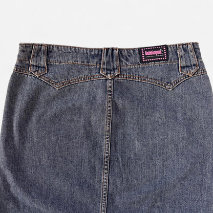Y2K Bubblegum Denim Midi Skirt (S)