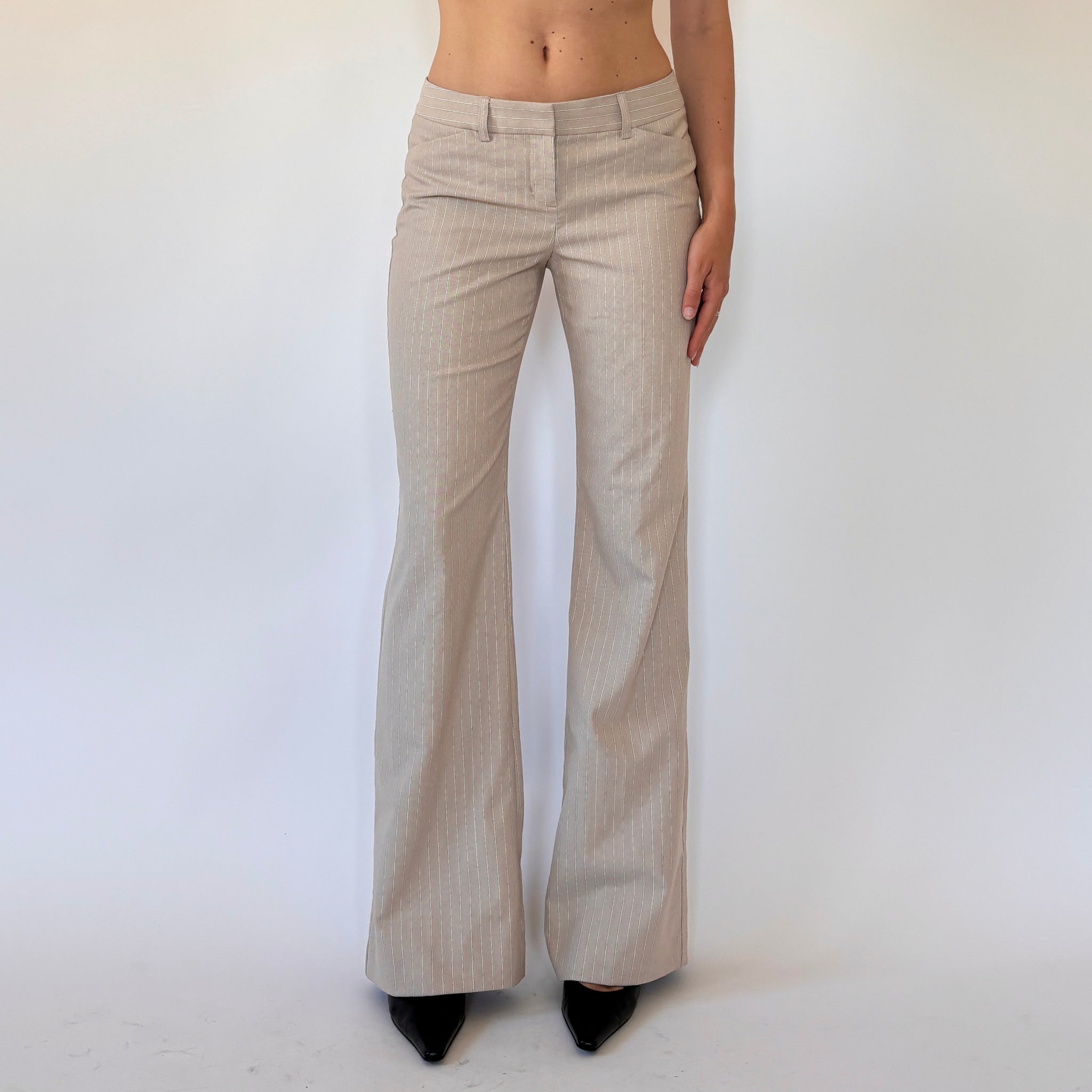 2000s Nude Pinstripe Flares (XS)