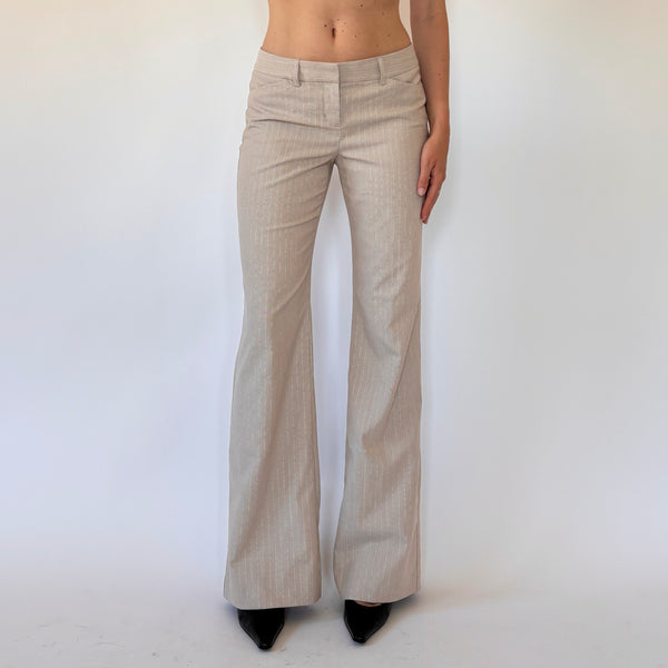 2000s Nude Pinstripe Flares (XS)