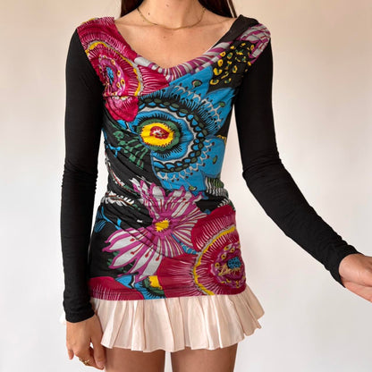 Desigual Cowl Neck Graphic Top (XS/S)