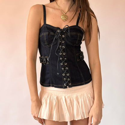 Y2K Deadstock Denim Corset Top (M)