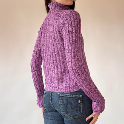 Y2K Rave Purple Turtleneck Sweater (S)