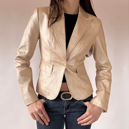 2000s Champagne Genuine Leather Blazer (XS/S)