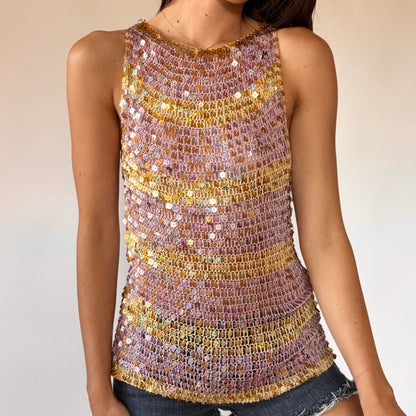 Y2K Crochet Sequin Top (L/XL)