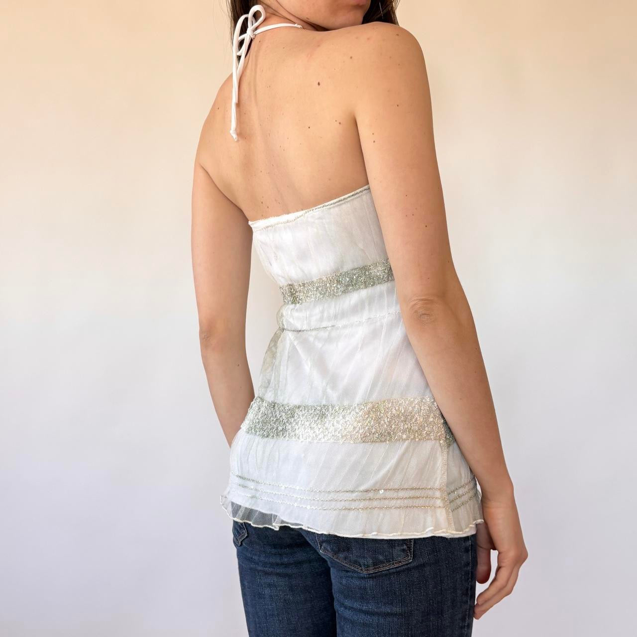 Y2K Beaded Tube Top (XS/S)